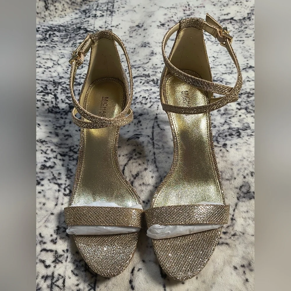 NWT Michael Kors Ava Glitter Mesh Mid Sandal - US 8.5